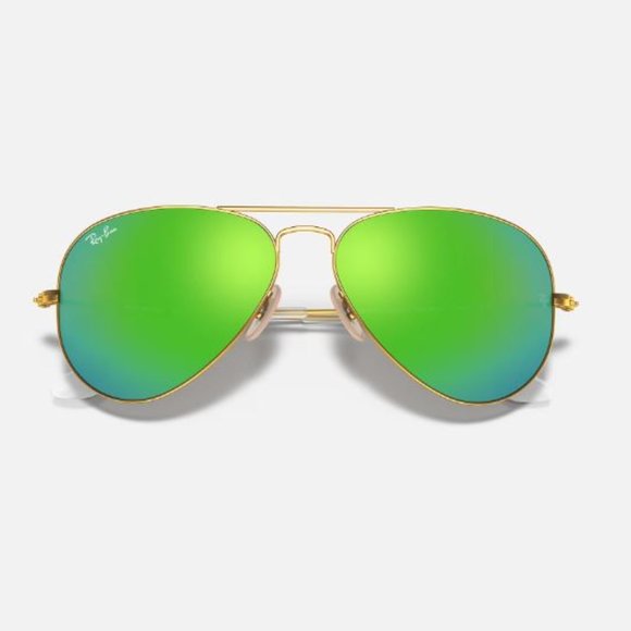 RAY-BAN | Sunglasses - Aviator Flash Lenses | Green + Gold Matte - Picture 5 of 6
